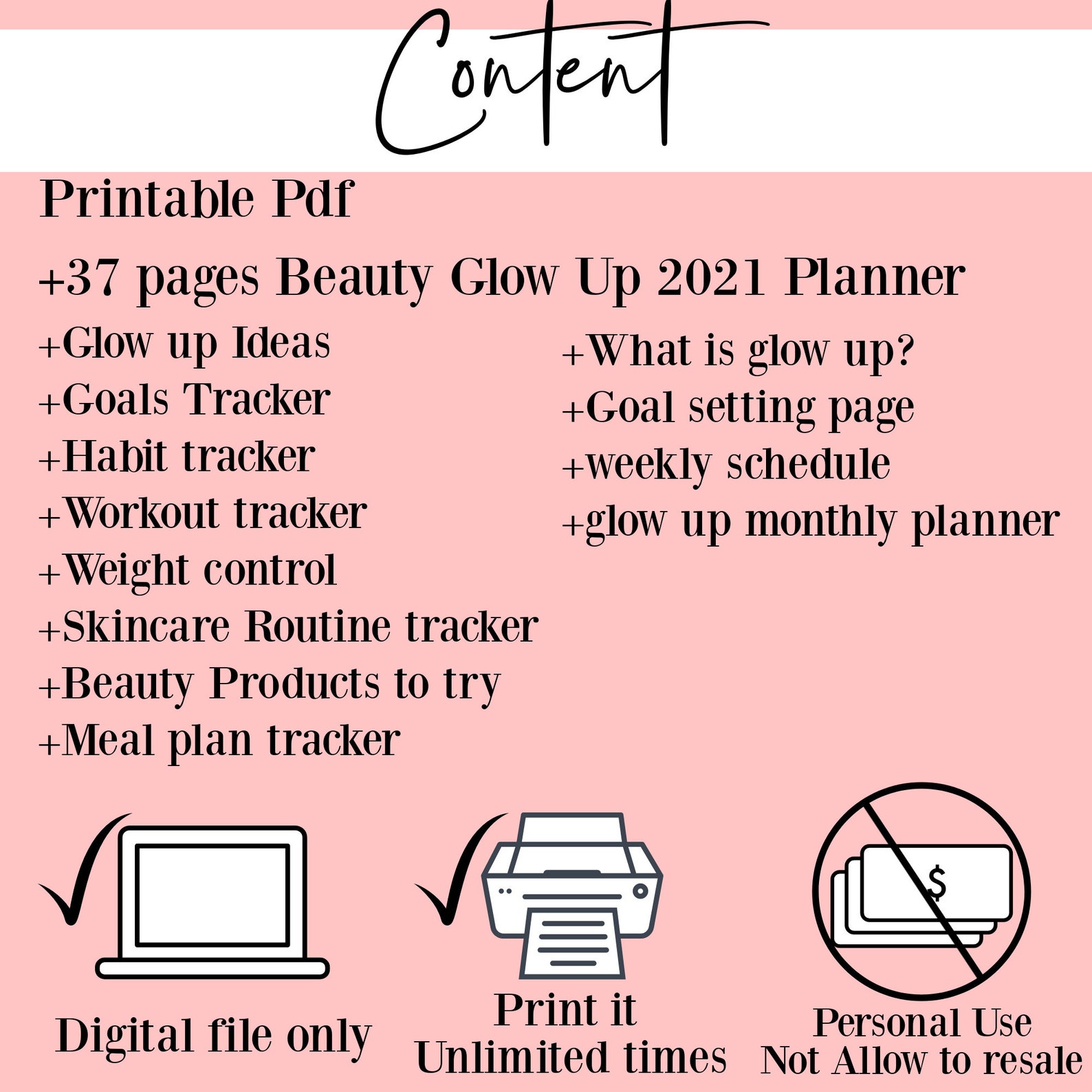 Glow Up Planner Beauty Planner 2021 Planner Beauty Tracker Etsy