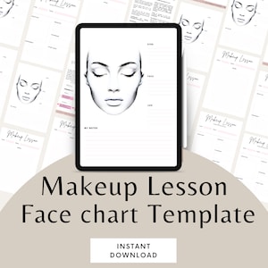 Make-up-Lektion Gesichts-Chart-Make-up-kurs bearbeitbare Canva-Vorlage für Make-up-Künstler Tutorial-Course Guide MUA-Lektion Beauty-Lektion