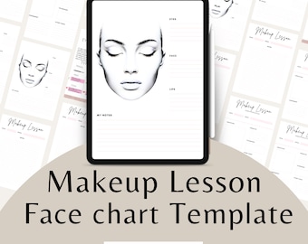 Editable Makeup Lesson Face Chart: Canva Template (Printable PDF)