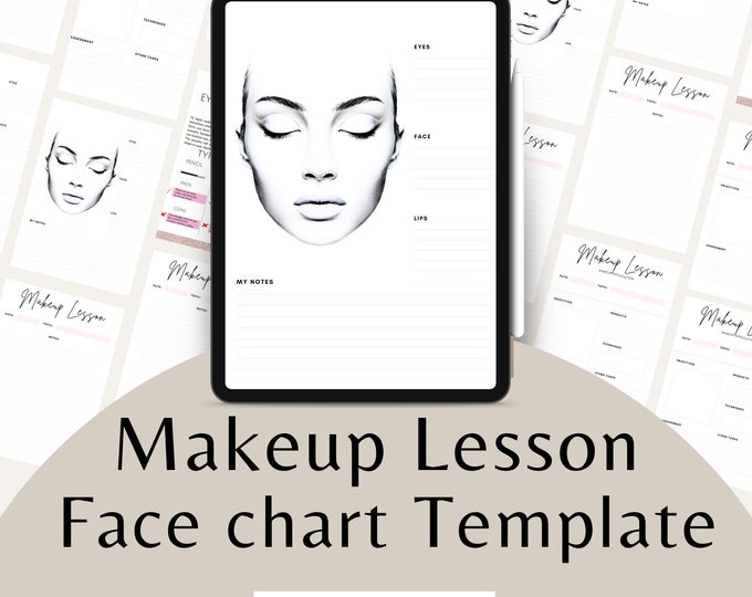 Editable Makeup Lesson Face Chart: Canva Template (printable PDF) - Etsy