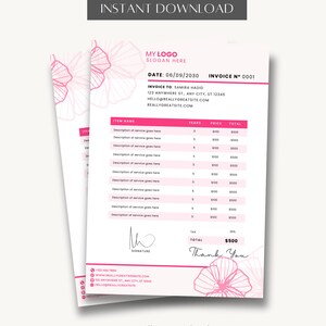 Invoice Template Small Business Custom Order Invoice Template Editable ...