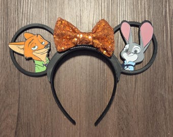 Orange Fox & Gray Bunny Character Ears | Interchangeable 3D Printed Headband | Park Accessory | Gift for Disney Fans