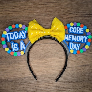 Oreilles de souris Core Memory Day | Bandeau interchangeable Disney imprimé en 3D | Oreilles inspirées de la joie, de la tristesse, de la colère, du dégoût et de la peur