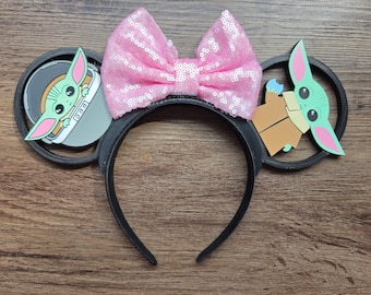Baby Green Alien Mouse Ears | Interchangeable 3D Printed Headband | Park Accessory | Gift for Disney Fans | Star Wars Inspired