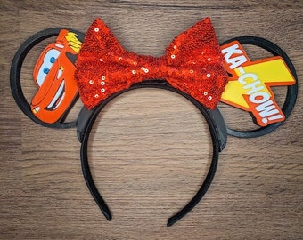 Red Race Car Mouse Ears | Interchangeable 3D Printed Headband | Park Accessory | Gift for Disney Fans | Pixar Inspired