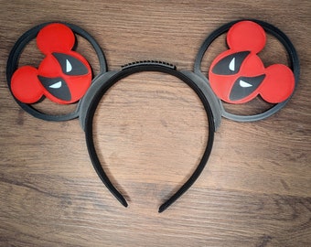 Red Antihero Mouse Ears | Interchangeable 3D Printed Headband | Park Accessory | Gift for Disney Fans | Gift for Marvel Fans | Superhero