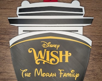 Kundenspezifisches Disney-Kreuzfahrtschiff-Magnet - personalisiertes Türschild | Disney Wunsch, Magie, Traum, Fantasie, Schatz | 3D Gedruckt Tür Dekor