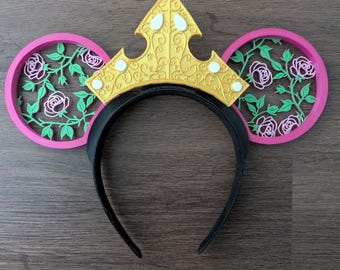 Thorns & Roses Royal Ears | Interchangeable 3D Printed Headband | Park Accessory | Gift for Disney Fans | Princess