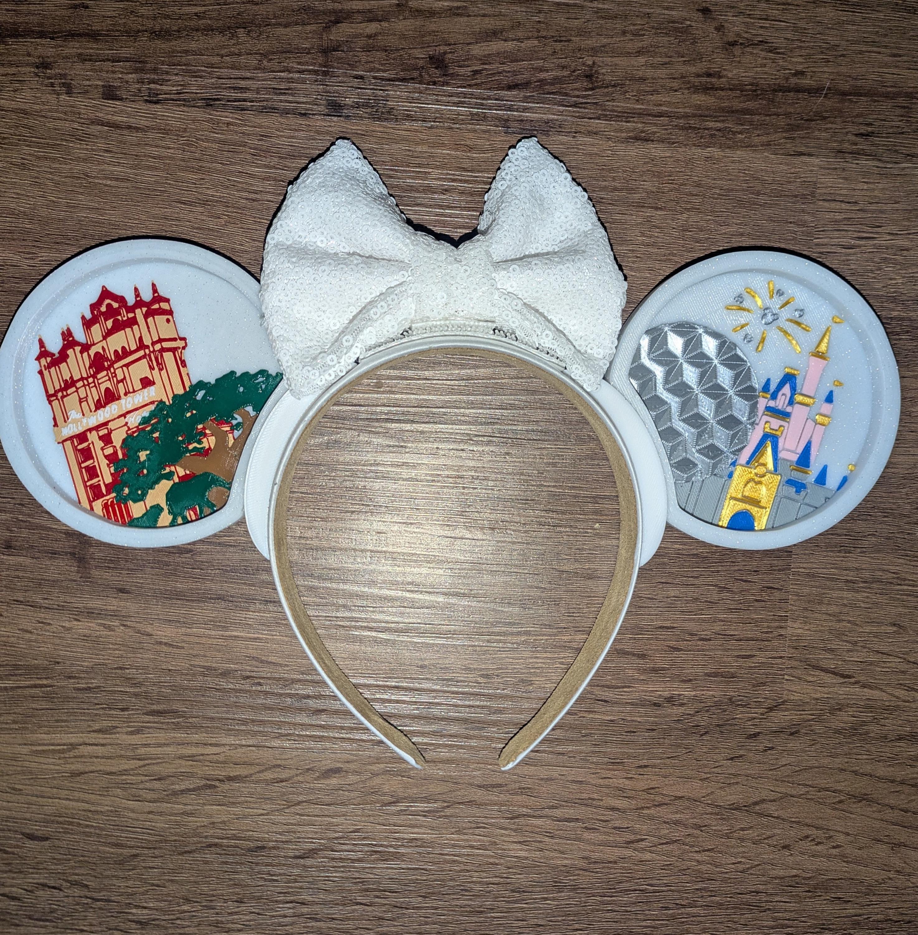Vintage Coquette Park Hopper Theme Minnie Ears Headband Disney Parks Pink & Gold Bow Princess Mickey Minnie Mouse  main image 3
