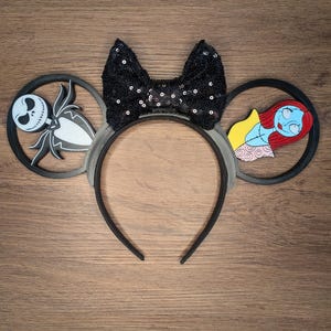 Albtraumpaar Mausohren | Austauschbares Disney Stirnband | Gruselige 3D gedruckte Ohren für Halloween oder Park Day
