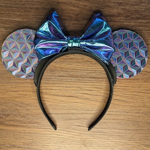 Epcot Inspired Iridescent Mouse Ears | Interchangeable 3D Printed Headband | Spaceship Earth Inspired Disney Park Accessory | Future World