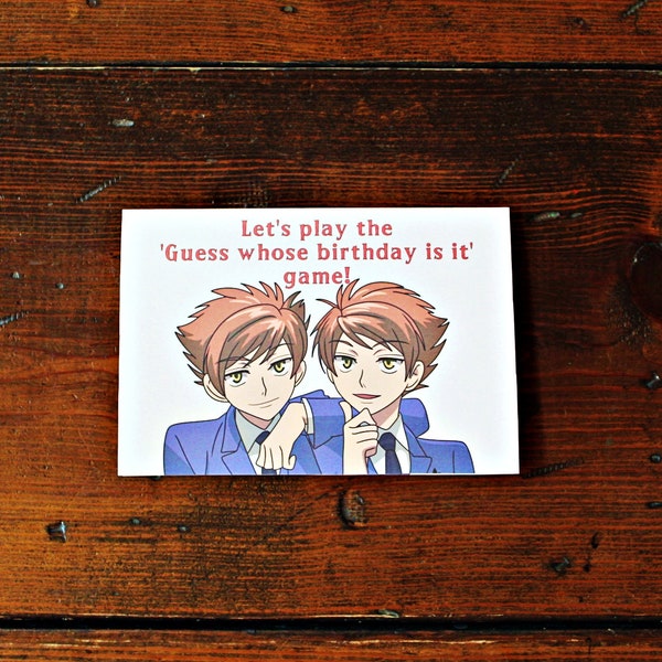 Ouran High School Host Club Hikaru & Kaoru Hitachiin Twins Happy Birthday Anime Manga Card