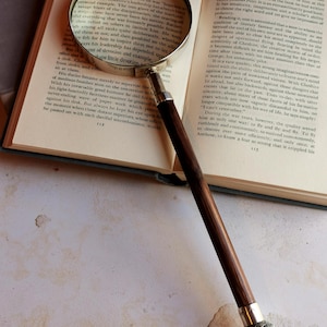 stirling silver and rosewood 1904 monogramed 12 1/2&quot; magnifying glass | made in London by Kelly, Marshall & co