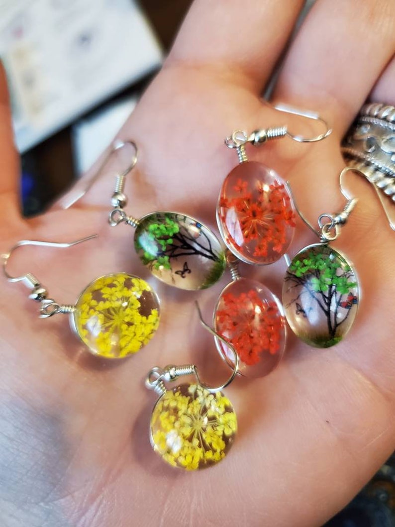 Real Dried Flowers in Resin Lightweight Hypoallergenic Hook Etsy