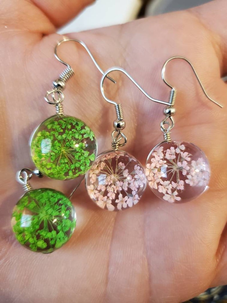 Real Dried Flowers in Resin Lightweight Hypoallergenic Hook Etsy