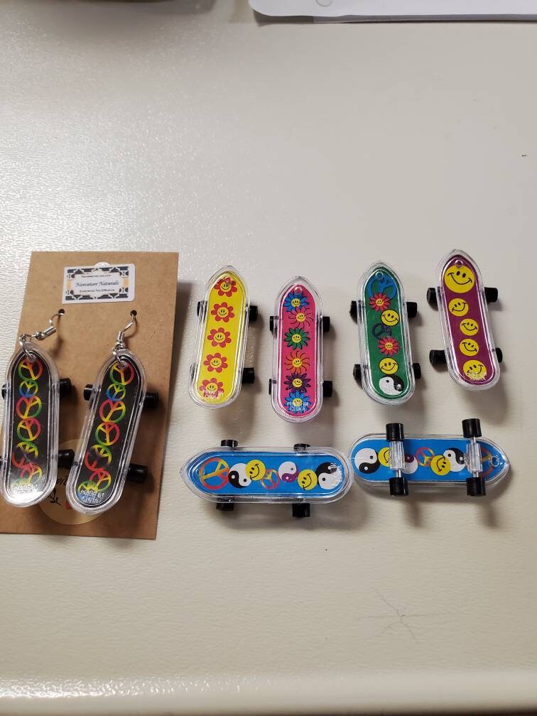 Mini Skateboard Earrings Real Rolling Wheels. Lightweight Etsy