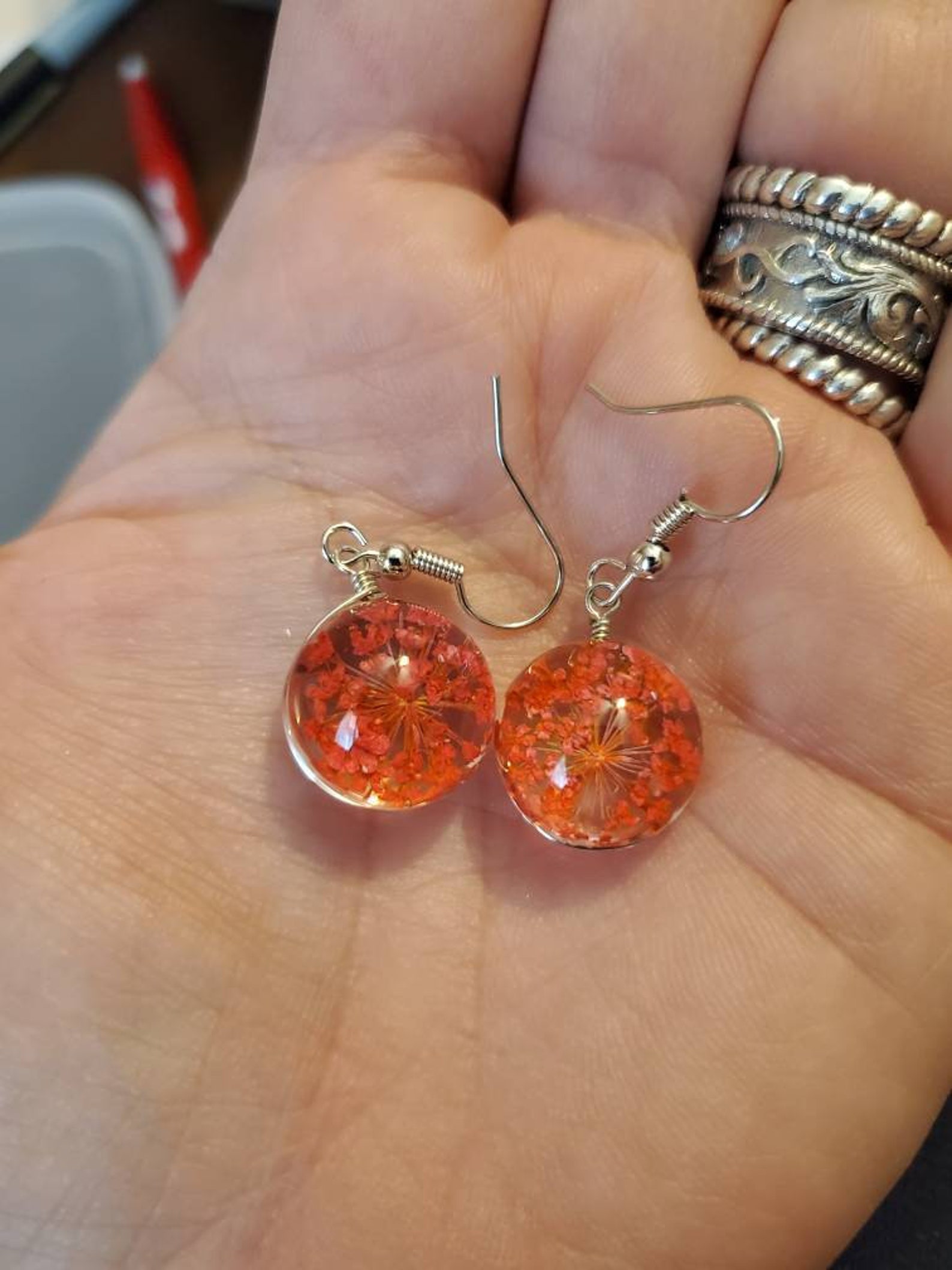 Real dried flowers in resin lightweight hypoallergenic hook Etsy