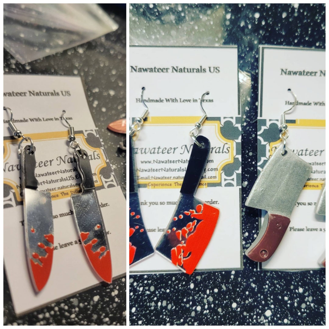 Meat Cleaver Butcher Earrings Hooks or Clipon Knife Knives Etsy