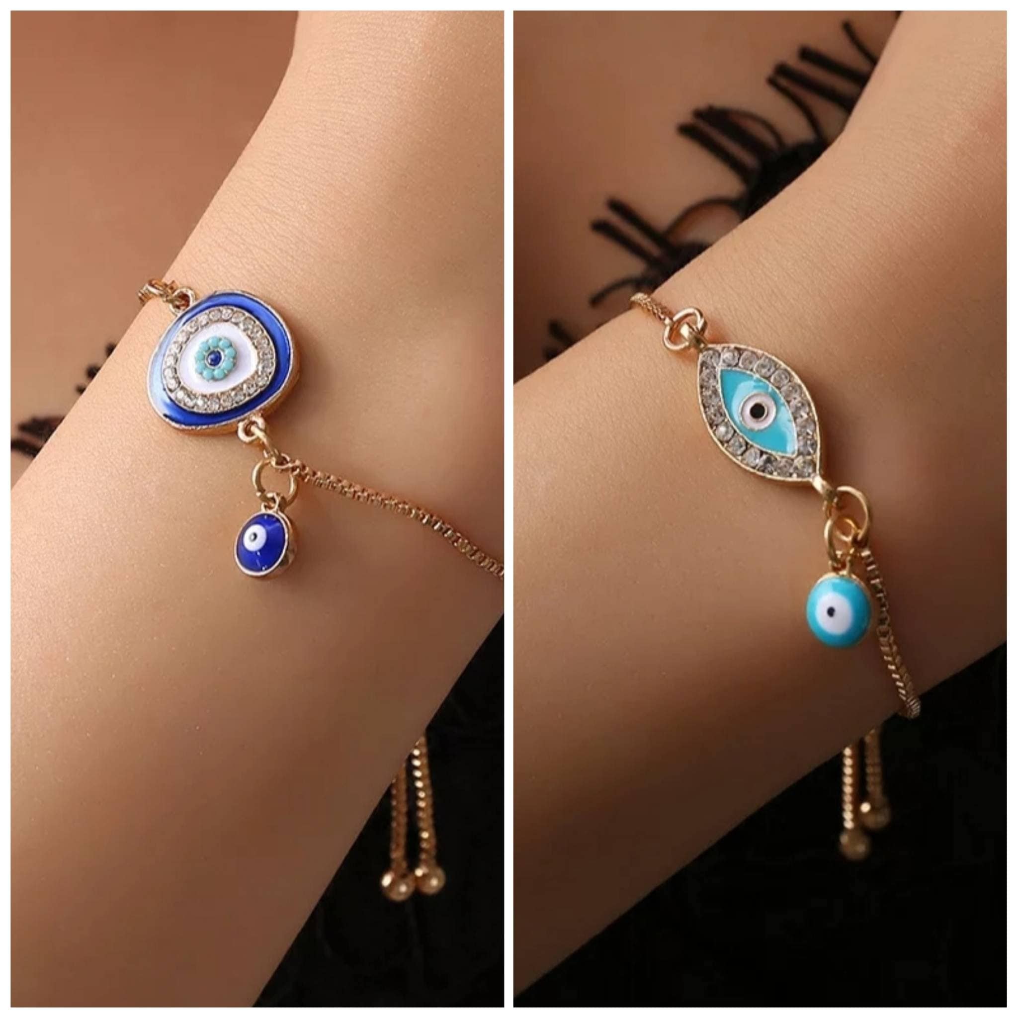 Lucky Evil Eye Bracelets 2 Colors Handmade Lucky Jewelry Blue Etsy UK