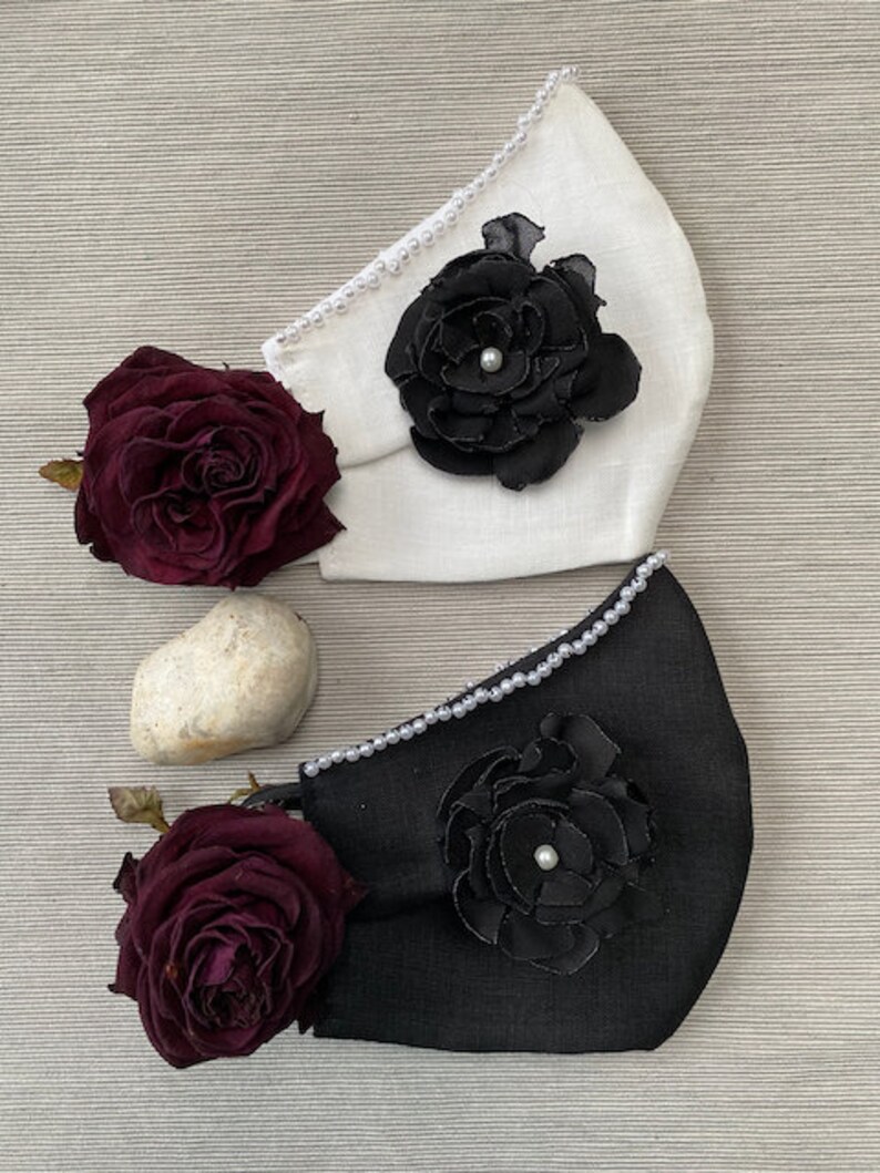 Linen Face Mask UK, Christmas Face Mask UK, Halloween Face Mask, Pearl