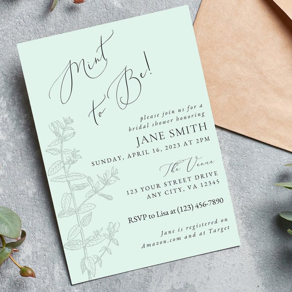 Mint to Be Bridal Shower Invitation