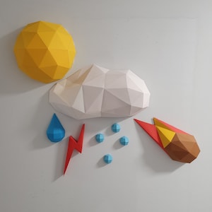 CHMURA EMOCJONALNA - Format A4 - DIY - Stanzen - Origami - Papierrock - Papierkorb - Dekorieren - Nastrój - pdf - Geometrie - 3D