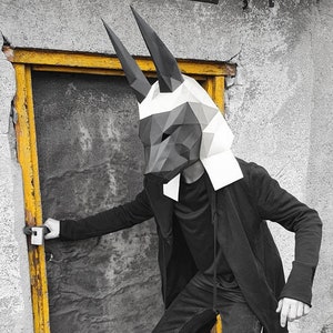 ANUBIS MASK - format A4 - DIY - szablon - origami - papierowe rzemiosło - trofeum - dekoracja - egipt - pdf - geometria - układanka 3D
