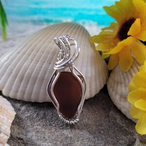 Brown seaglass pendant