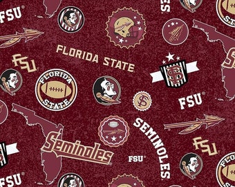 Cotton half yard Cotton fabric FSU fat quarter Florida State Seminoles Fabric Florida State Seminoles Fabric FSU Fabric