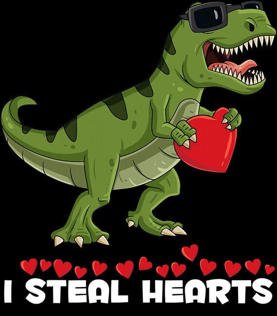 I Steal Hearts TRex Valentines Day Design Valentine's Etsy