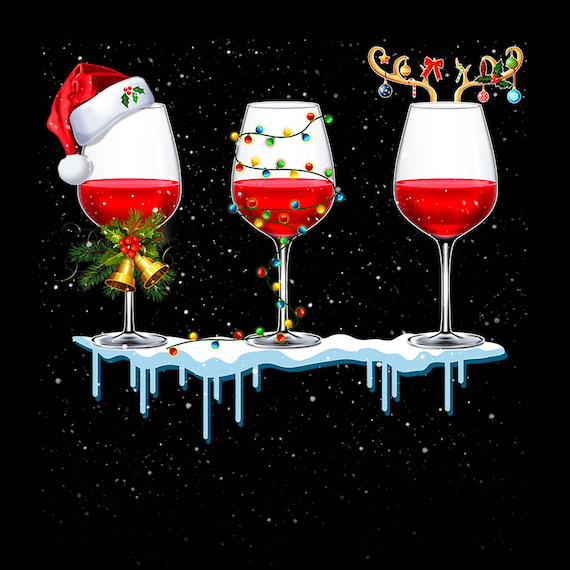 Three Glass Of Red Wine Santa Hat Christmas Png Santa Claus | Etsy