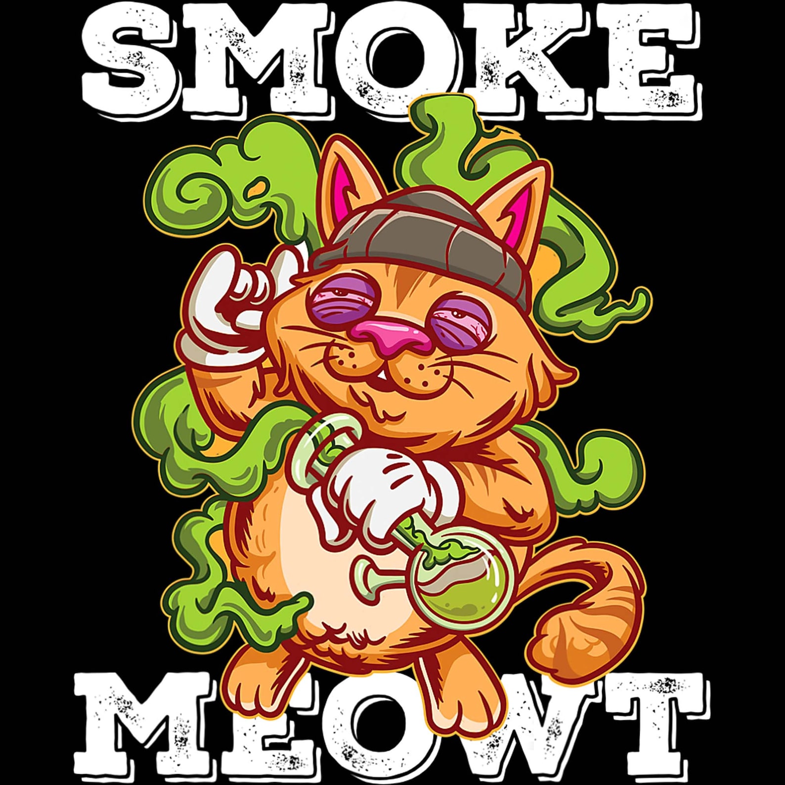 Smoke Meowt Stoned Cat Marijuana Stoner Pothead Cannabis Etsy