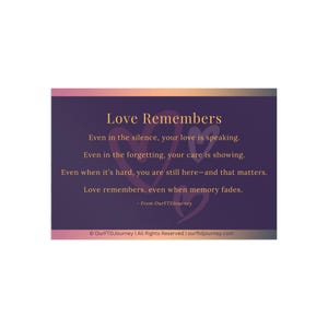 L'amour se souvient | postale inspirée de Zazzle.be Liste d'envies Vous avez des idées ? Cadeau de motivation | de correspondance d'encouragement | Impression d'art réfléchie | Sensibilisation à la démence