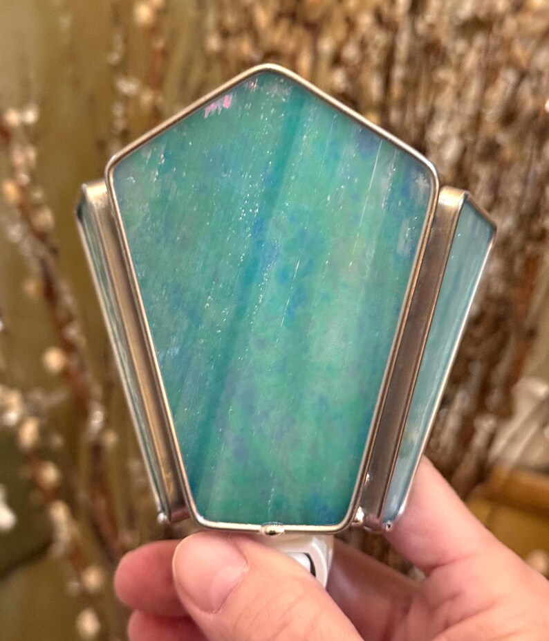 Stained Glass Nightlight - Plug in - 3 Sided Sconce Style - Rippled ...