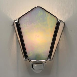 Stained Glass Nightlight, Aurora Opal, Iridescent Cloud White