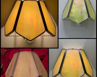 Empire Lampshade Stained Glass Nightlight in soft Yellow