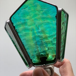 3 Sided Sconce Style Stained Glass Nightlight in Turquoise Mermaid