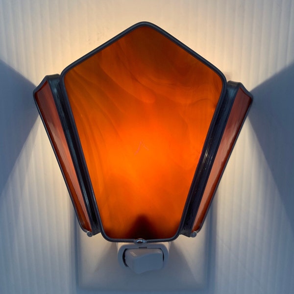 3 Sided Sconce Style Stained Glass Nightlight in Caramel