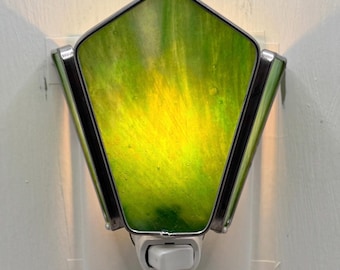 Stained Glass Nightlight Iridescent Green - 3 Sided Sconce Style Night Light