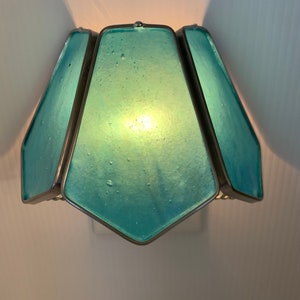 Empire Lampshade Stained Glass Nightlight in Turquoise