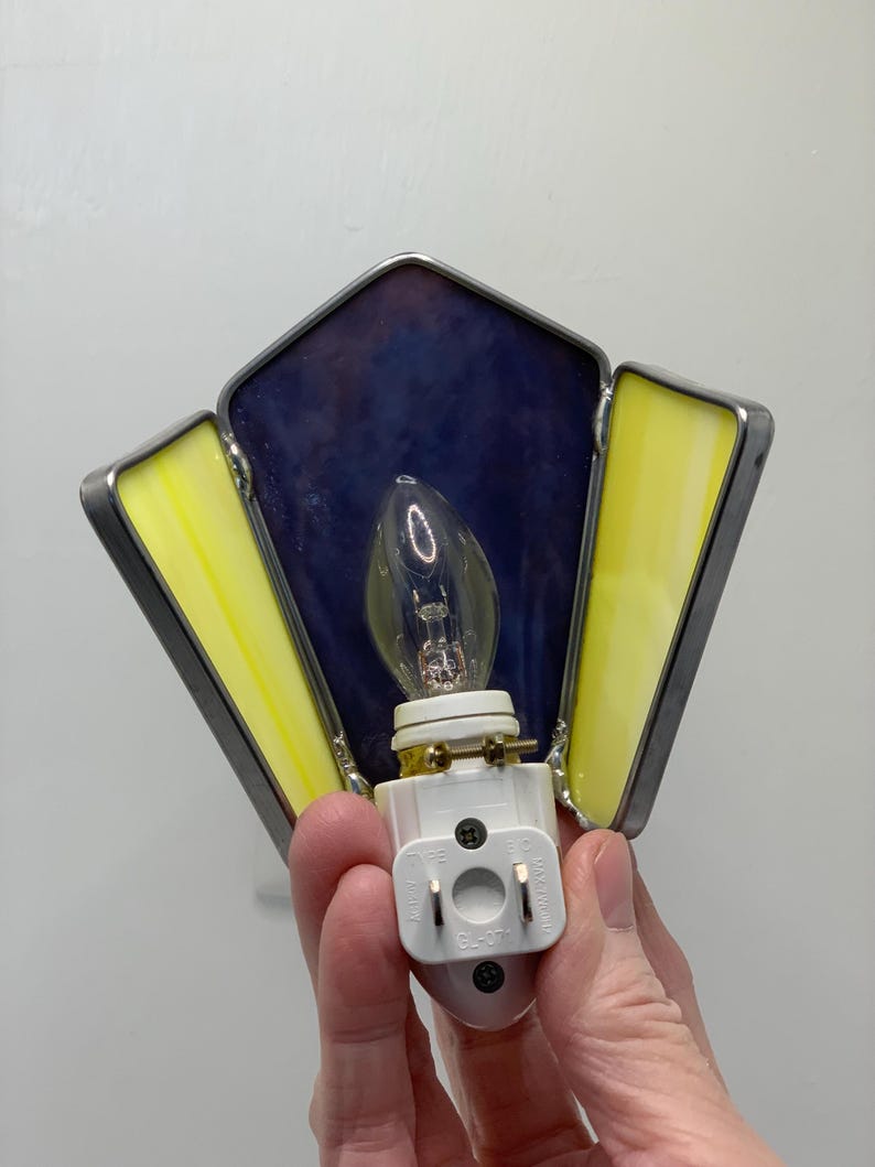 Stained Glass Nightlight - 3 Sided Sconce Style - 2 Tone - Plug in ...