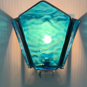 3 Sided Sconce Style Stained Glass Nightlight Iridescent Blue Mermaid -S-130