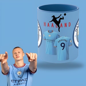 Manchester city Soccer Mug, Erling Haaland Fan, Norway Mug, Football Mug Personalized image 1