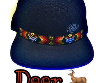 Deer/SnapBack Caps Huichol Mexican Art Handmade Handcrafted Cap