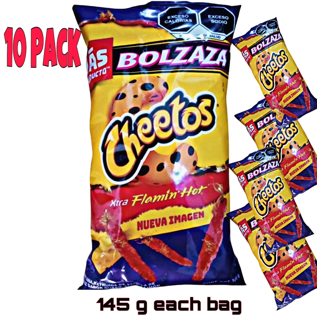 10 Pack, Cheetos Xtra Flaming Hot, Large Size, 145 G Each, Spicy