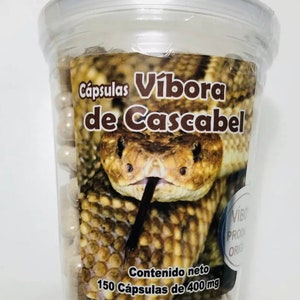 Cápsulas de víbora de cascabel, 150 Rattlesnake capsules.