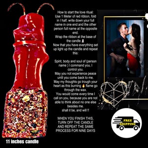 Vela del Dominio, 11” Pulgadas, Preparada Para Dominar y Amarrar / Come To Me Ritual Candle, Love & Seduction