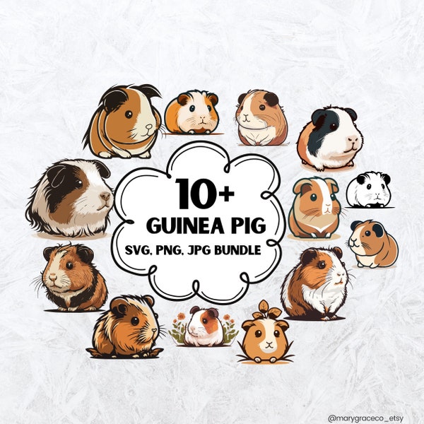 Guinea Pig Bundle Files SVG, PNG, JPG | Instant Digital Download | Simple Design | Piggie | Capybara