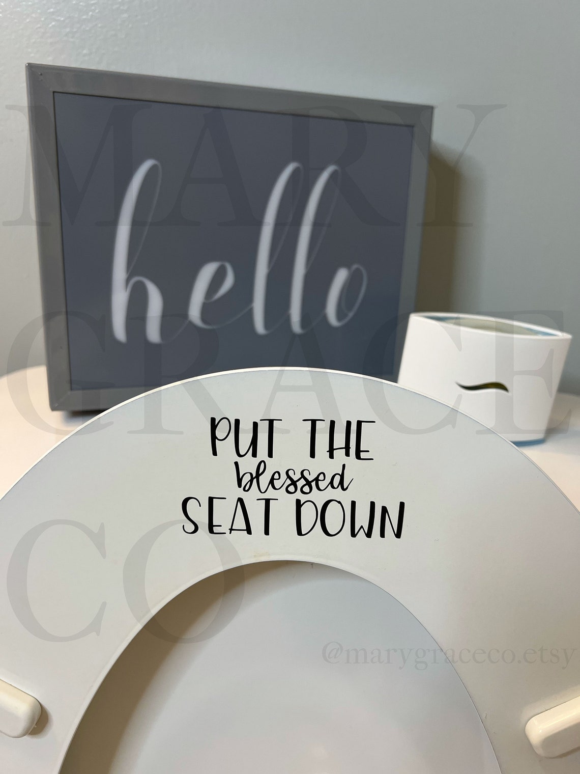 Put the Blessed Seat Down Decal Funny Boys Restroom Decor Etsy