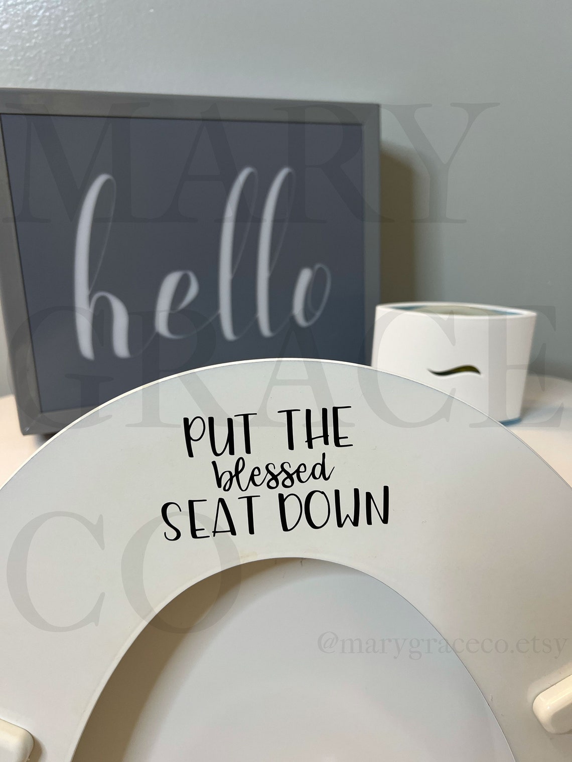Put the Blessed Seat Down Decal Funny Boys Restroom Decor Etsy